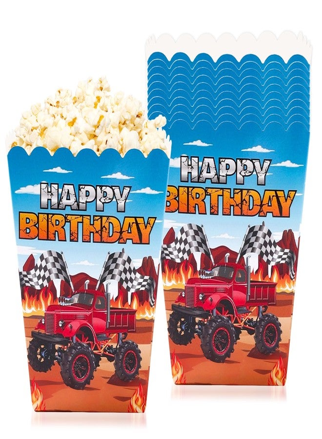 Roaring Good Time Monster Truck Party Popcorn Boxes Racing Decoration Bags Goody Treat Candy Bags Monster Truck Party Supplies for Themed Birthday Decor Supplies 10 PCS - Image 1